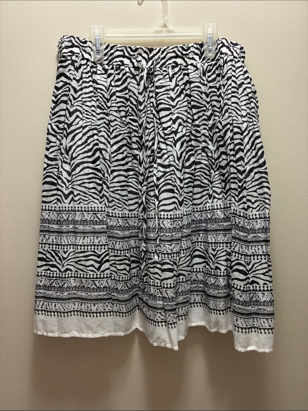 Studio West Black & White Zebra-Print A-Line Skirt